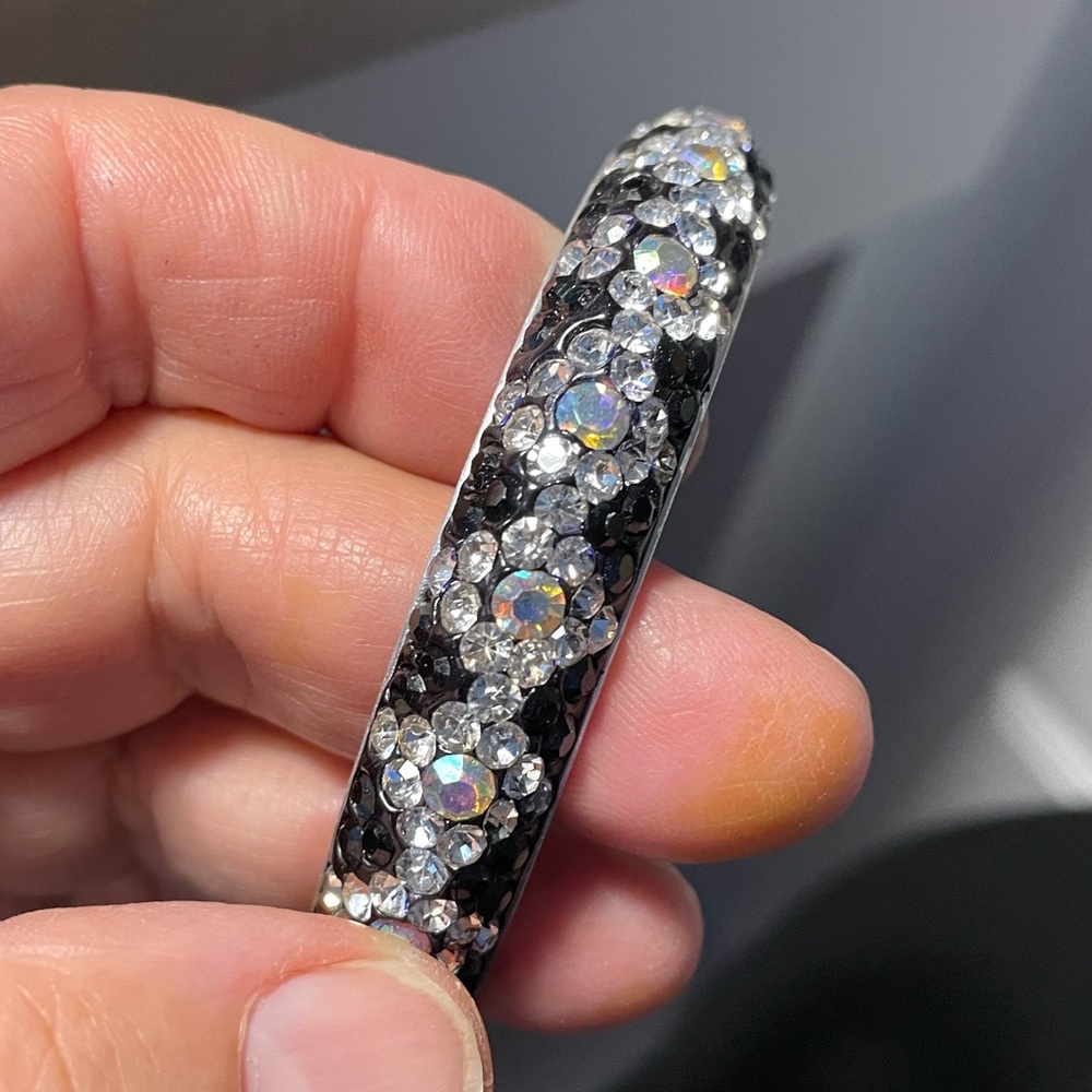 Vintage Black Aurora Borealis Bangle